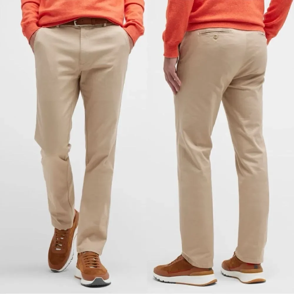 Peter Millar Pilot Twill Flat Front Trousers Khaki Size 35